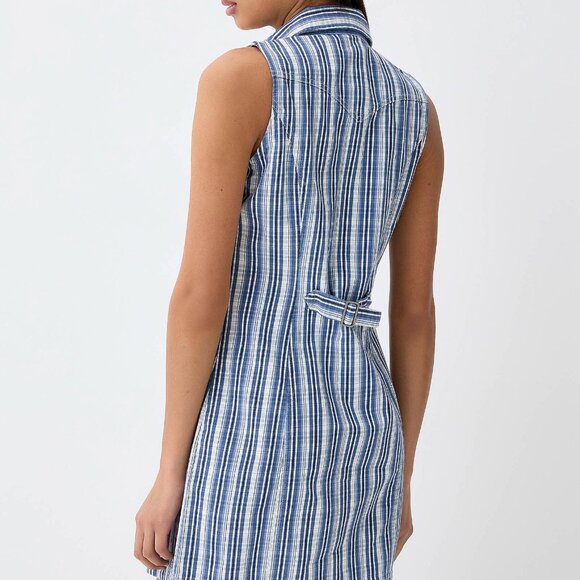Levi's 100% Cotton Vertical Striped Button Up Sleeveless Dress - Picture 2 of 3